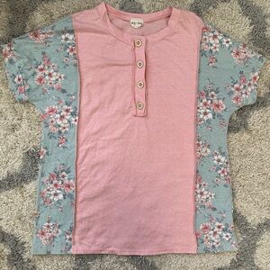 Lovely Melody Pink and Blue Floral Blouse